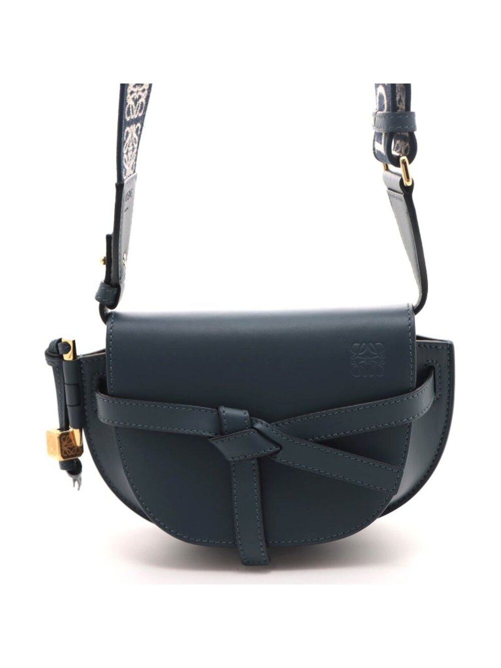 Loewe Dual Gate Mini Navy Leather Shoulder Bag